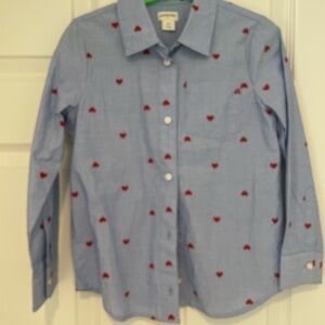 Crewcuts Kids Blue Shirt with Red Heart Pattern
